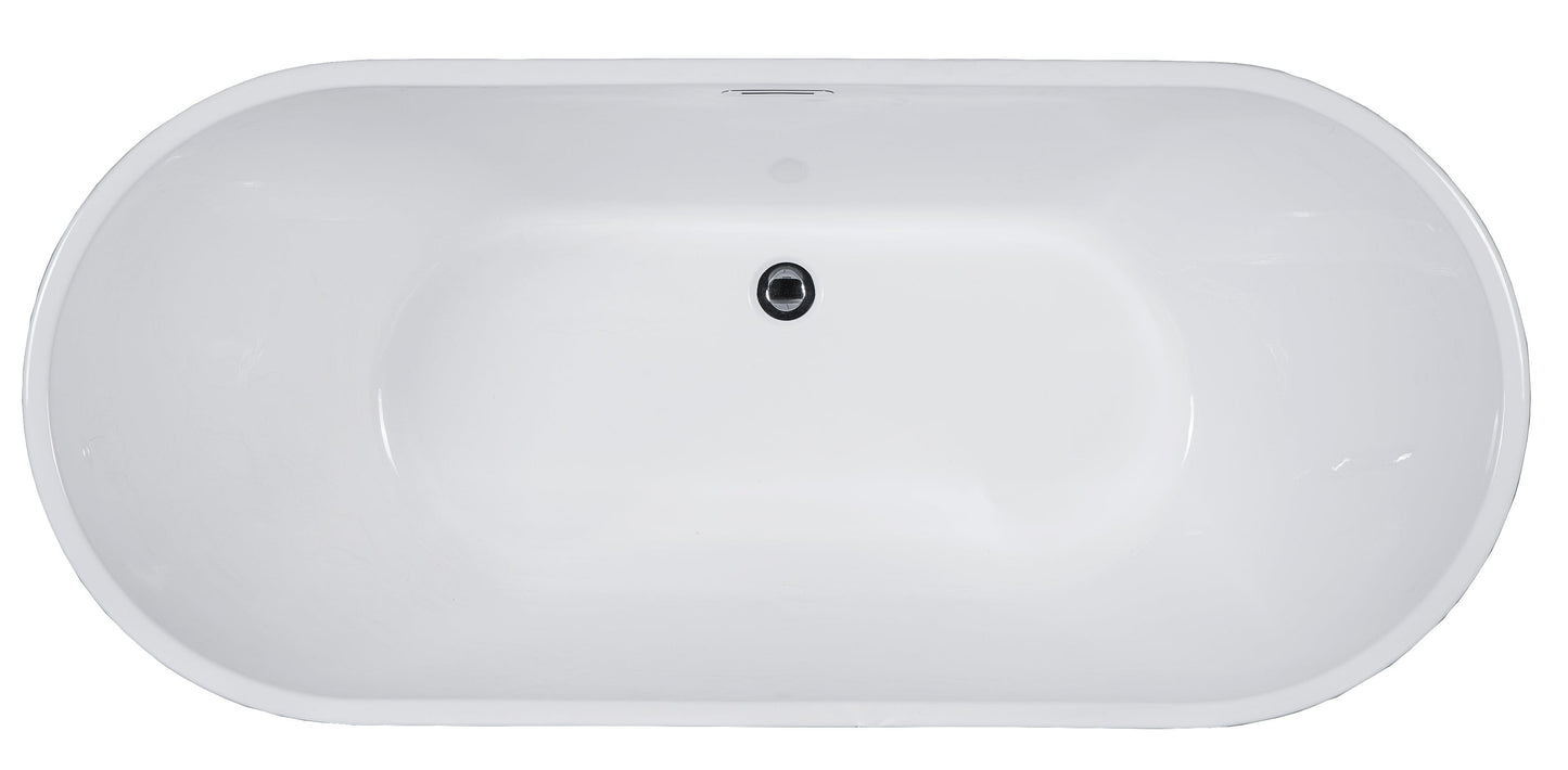 ALFI brand AB8838 59 inch White Oval Acrylic Free Standing Soaking Bathtub